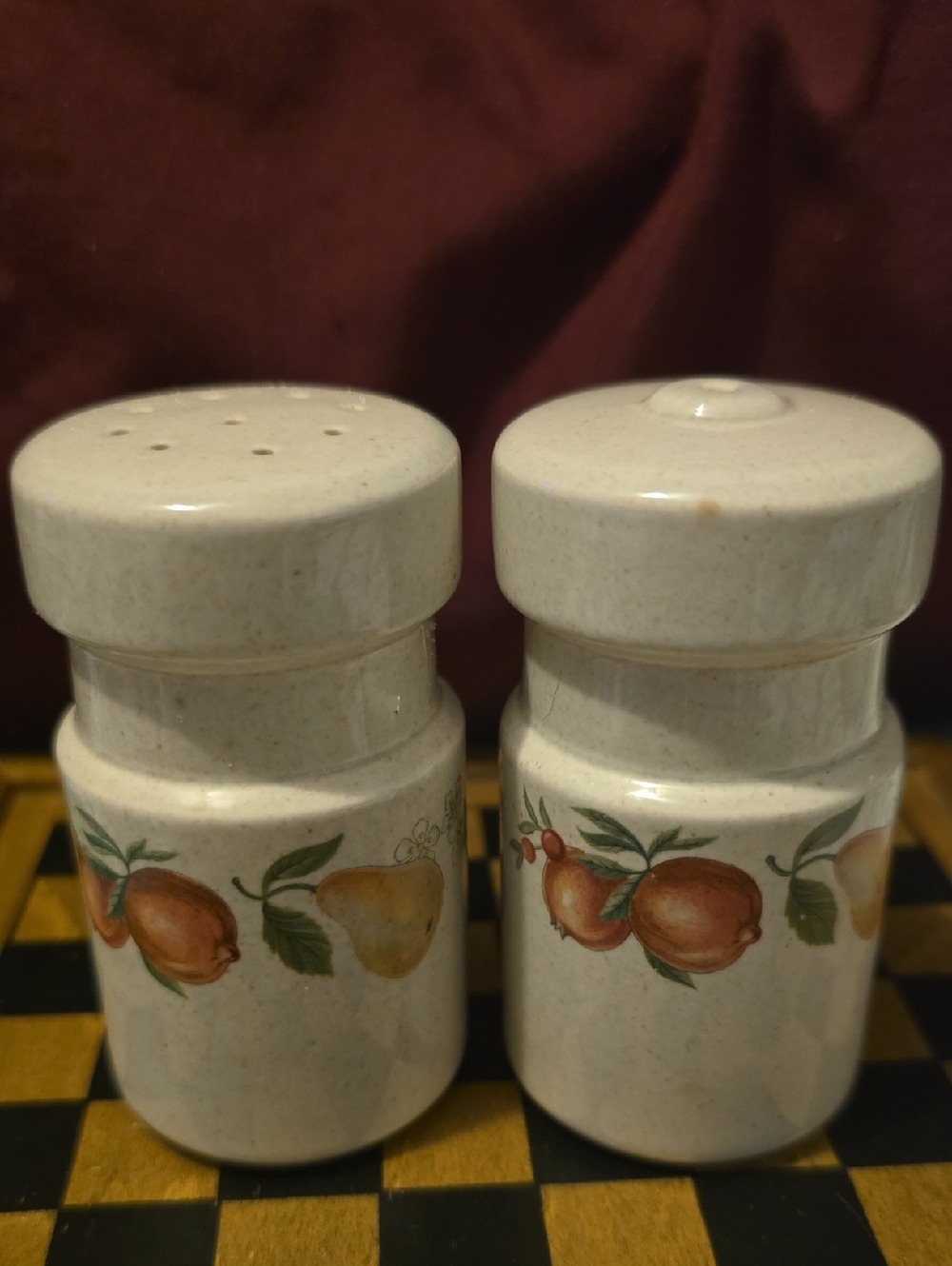 Ceramic Fruit Salt and Pepper Shakers - Cream with Orange Fruit Motif